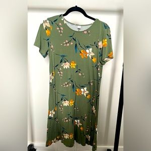 Old Navy Shift Dress | Green Floral Print | Size M